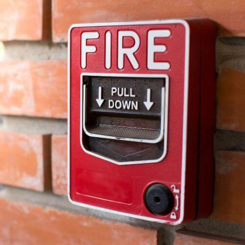 Fire safety evacuation drill for employees in a commercial building