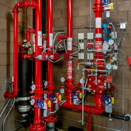 Outdoor fire hydrant for emergency firefighting Wall-mounted fire alarm system for early fire detection