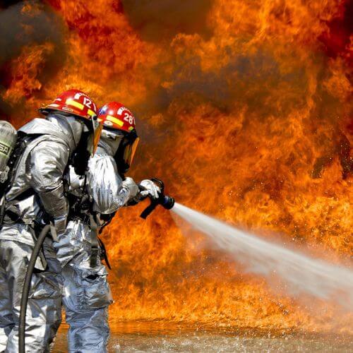 Fire safety evacuation drill for employees in a commercial building