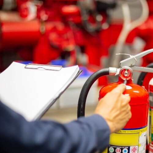 Fire safety site visit for inspection and compliance assessment